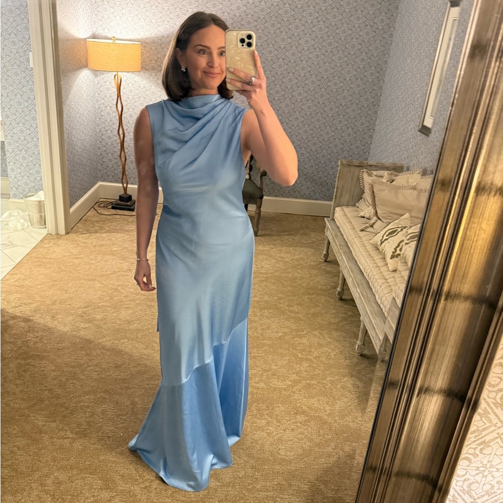 Significant Other Lana Cowl Neck Tie Back Satin Maxi Dress